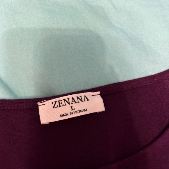 Zenana Dark Plum Henley Babydoll Long Sleeve Button Up Top Size Large - Picture 5 of 9